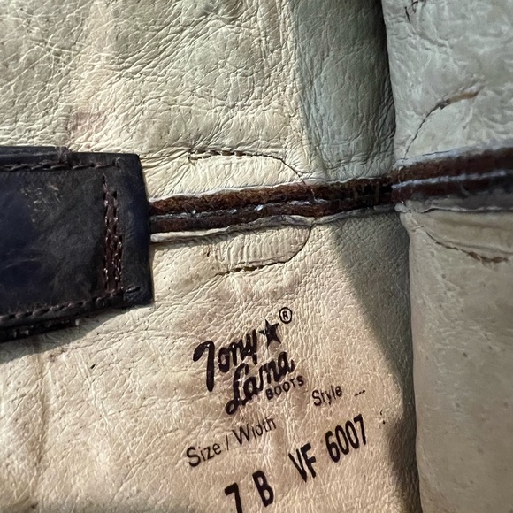 Tony Lama Cowboy Boots Women’s 7B Brown Leather Western Square Toe VF6007 - Picture 2 of 7